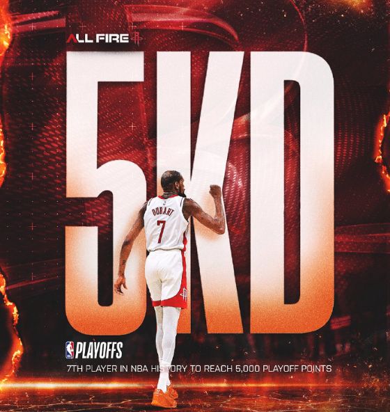 杜兰特季后赛复出23分创纪录 火箭0-2落后陷困境